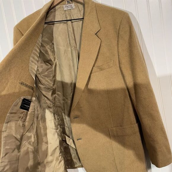 Vintage Étienne Caron Camel Hair Wool Blazer 42R Tan Sport Coat Made in Korea - Picture 12 of 14